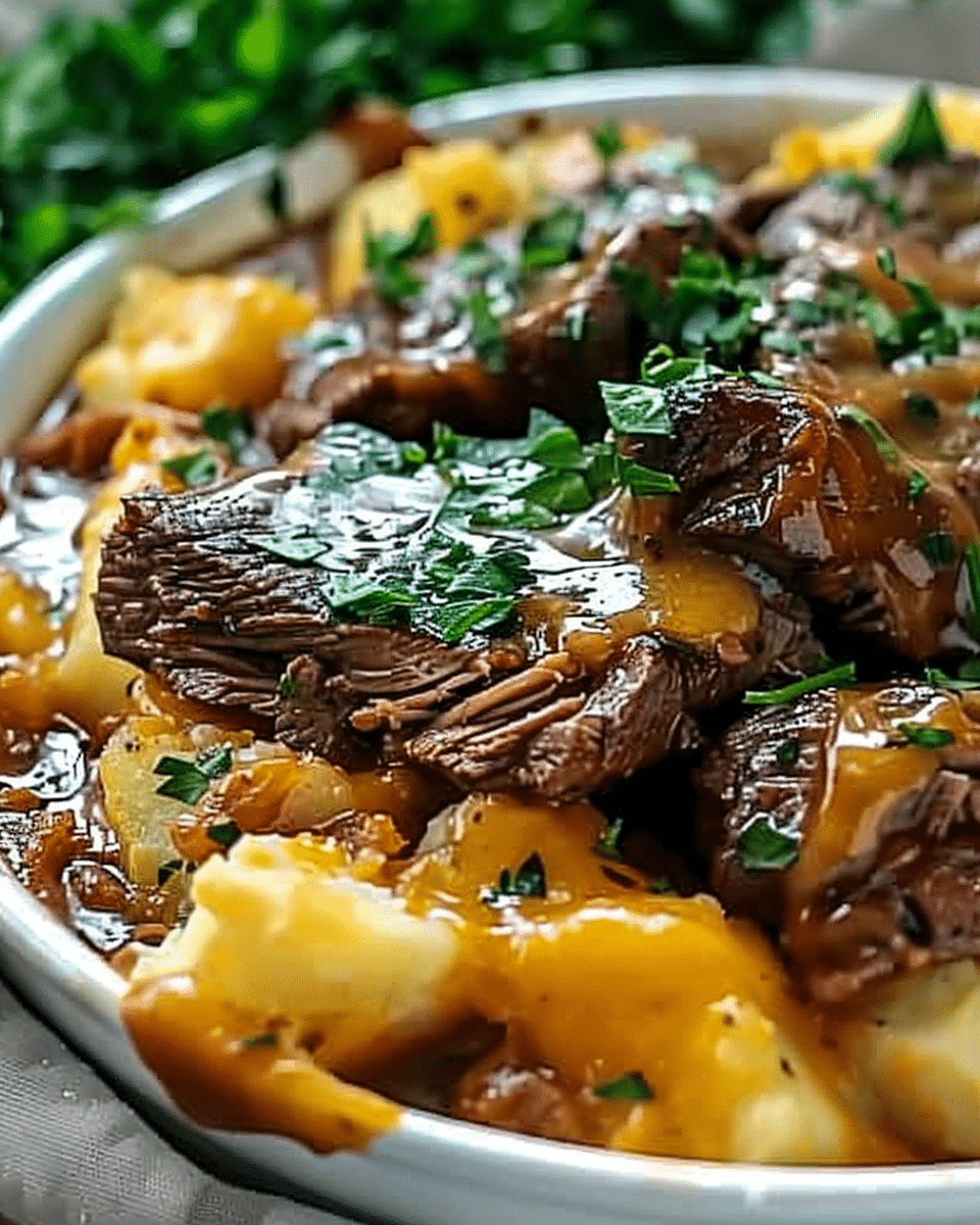 Crockpot Loaded Steak and Potato Bake