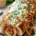 Cheesy Spaghetti Garlic Bread