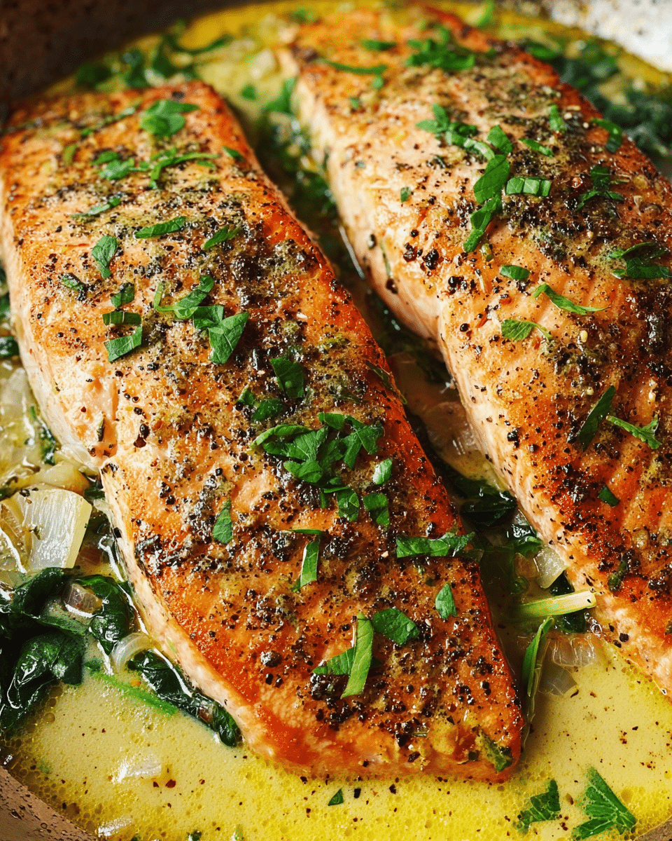 Trout with Garlic Lemon Butter Herb Sauce Recipe