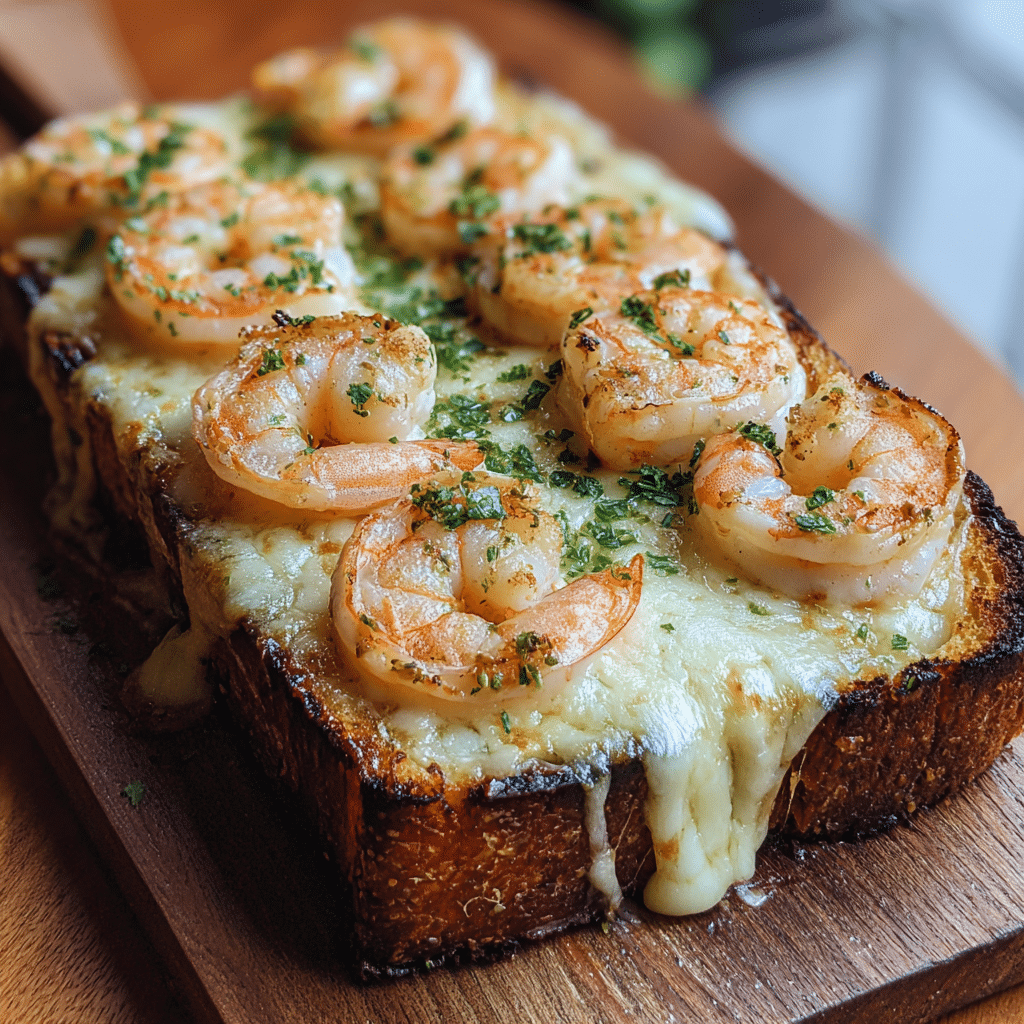 Cheesy Garlic Bread Shrimp Grilled Cheese Recipe - Recipe Image