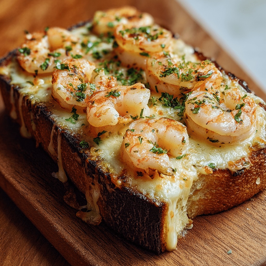 Cheesy Garlic Bread Shrimp Grilled Cheese Recipe - Recipe Image