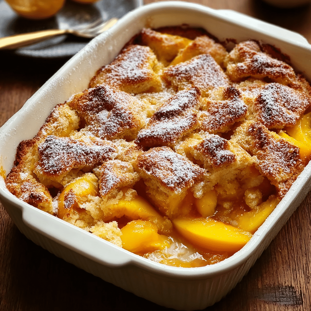 Peach Cobbler Bread Pudding: A Delightful Twist to Try! Recipe - Recipe Image