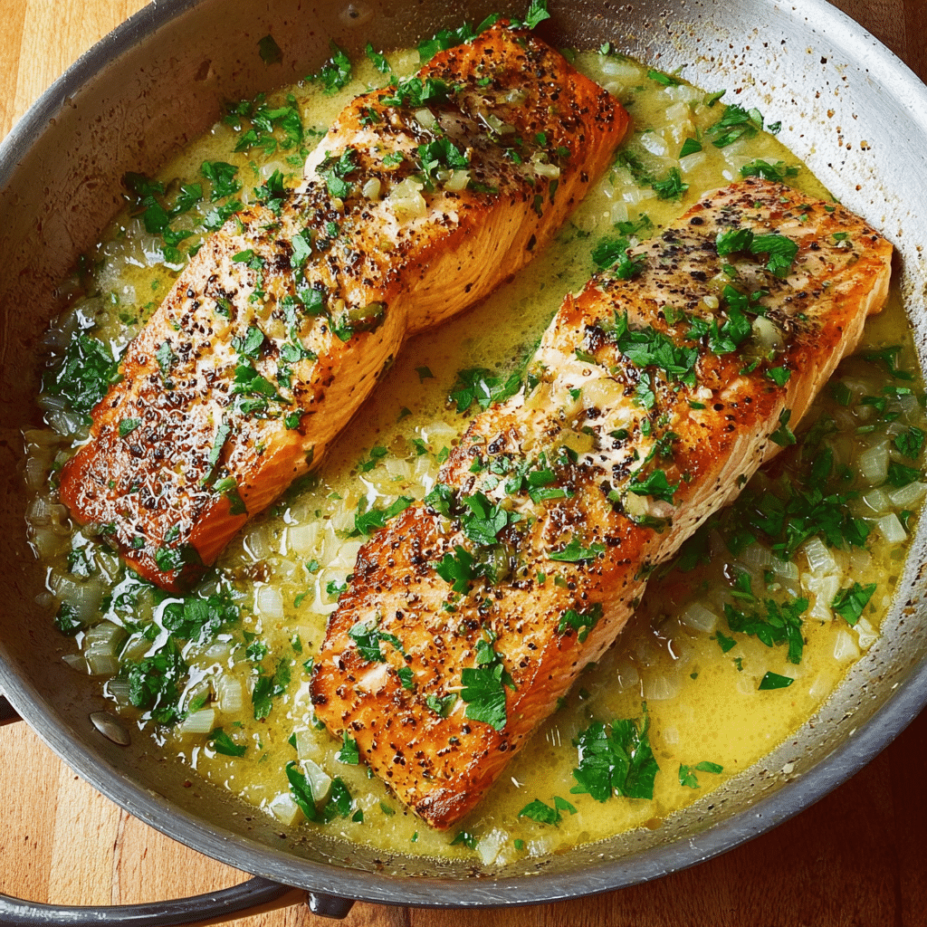 Trout with Garlic Lemon Butter Herb Sauce Recipe - Recipe Image