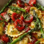 Ravioli with Tomatoes, Asparagus, Garlic, and Herbs