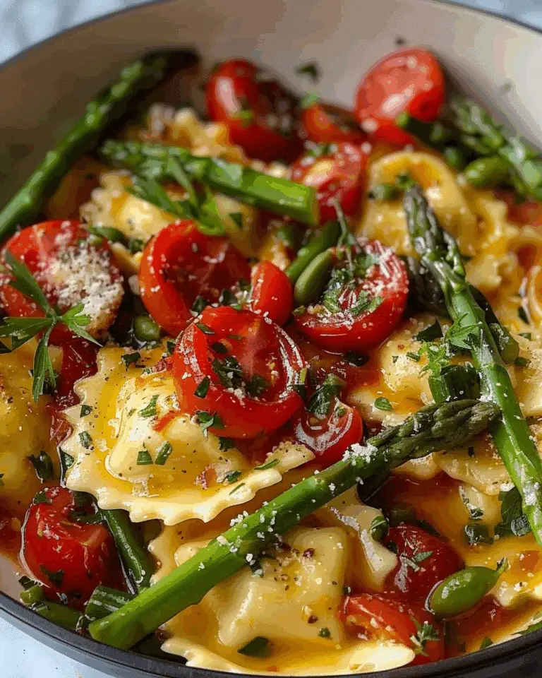 Ravioli with Tomatoes, Asparagus, Garlic, and Herbs