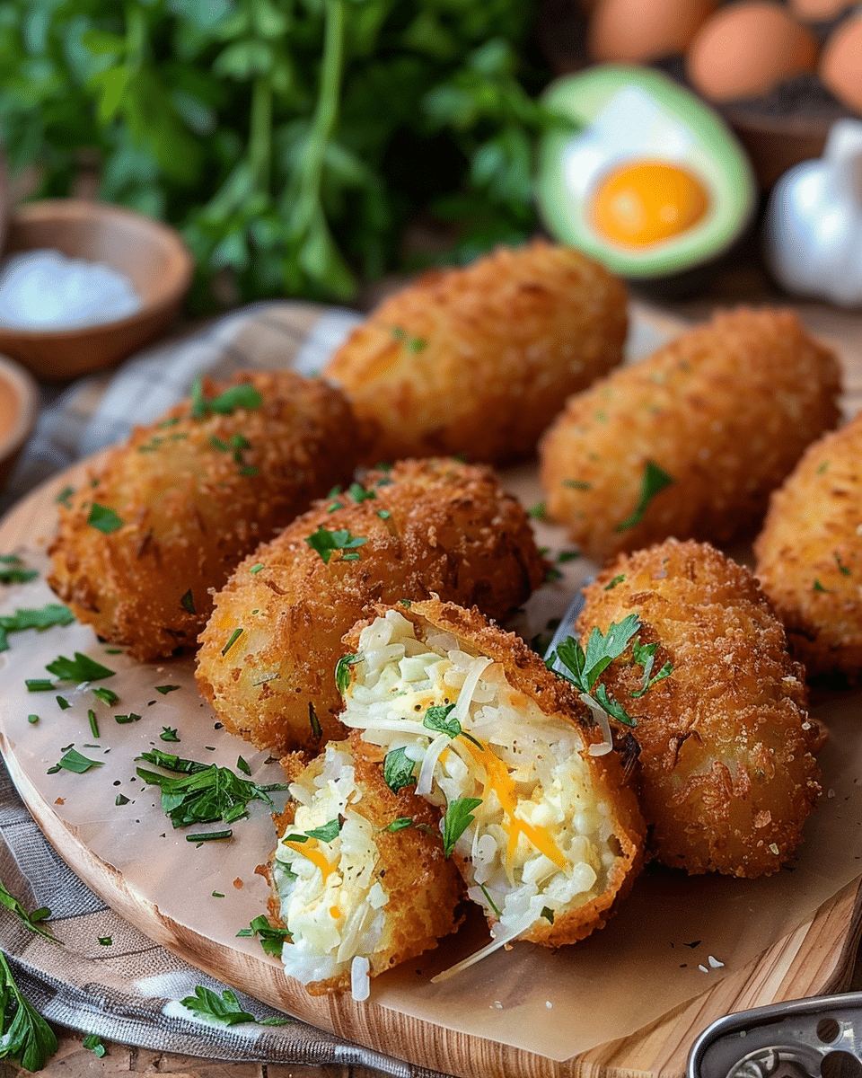 Crispy Rice and Potato Cakes with Avocado Cream Sauce