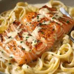 Yummy Creamy Garlic Salmon Pasta