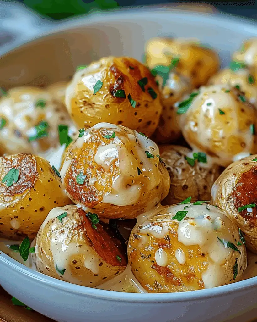 Easy Creamy Garlic Sauce Baby Potatoes Recipe