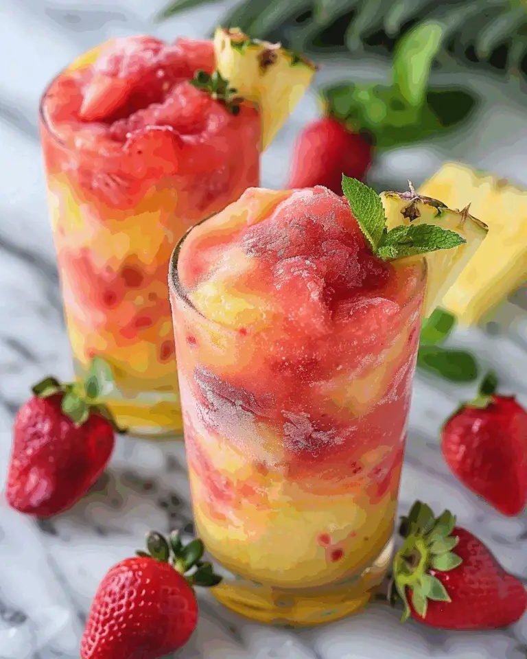 Pineapple Strawberry Swirled Slushies