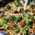 Chicken Sausage, Broccoli, and Orzo Skillet