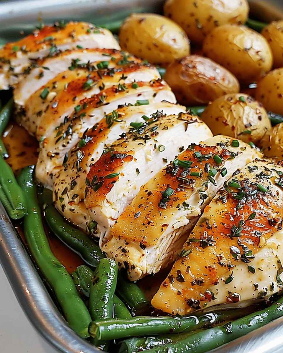 One-Pan Garlic Herb Chicken with Potatoes & Green Beans