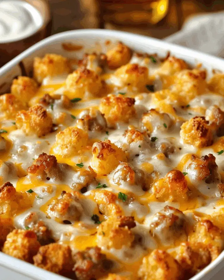 Sausage Cream Cheese Tater Tot Breakfast Casserole Recipe