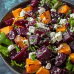 Creamy Roasted Beet Salad with Sweet Potato & Feta