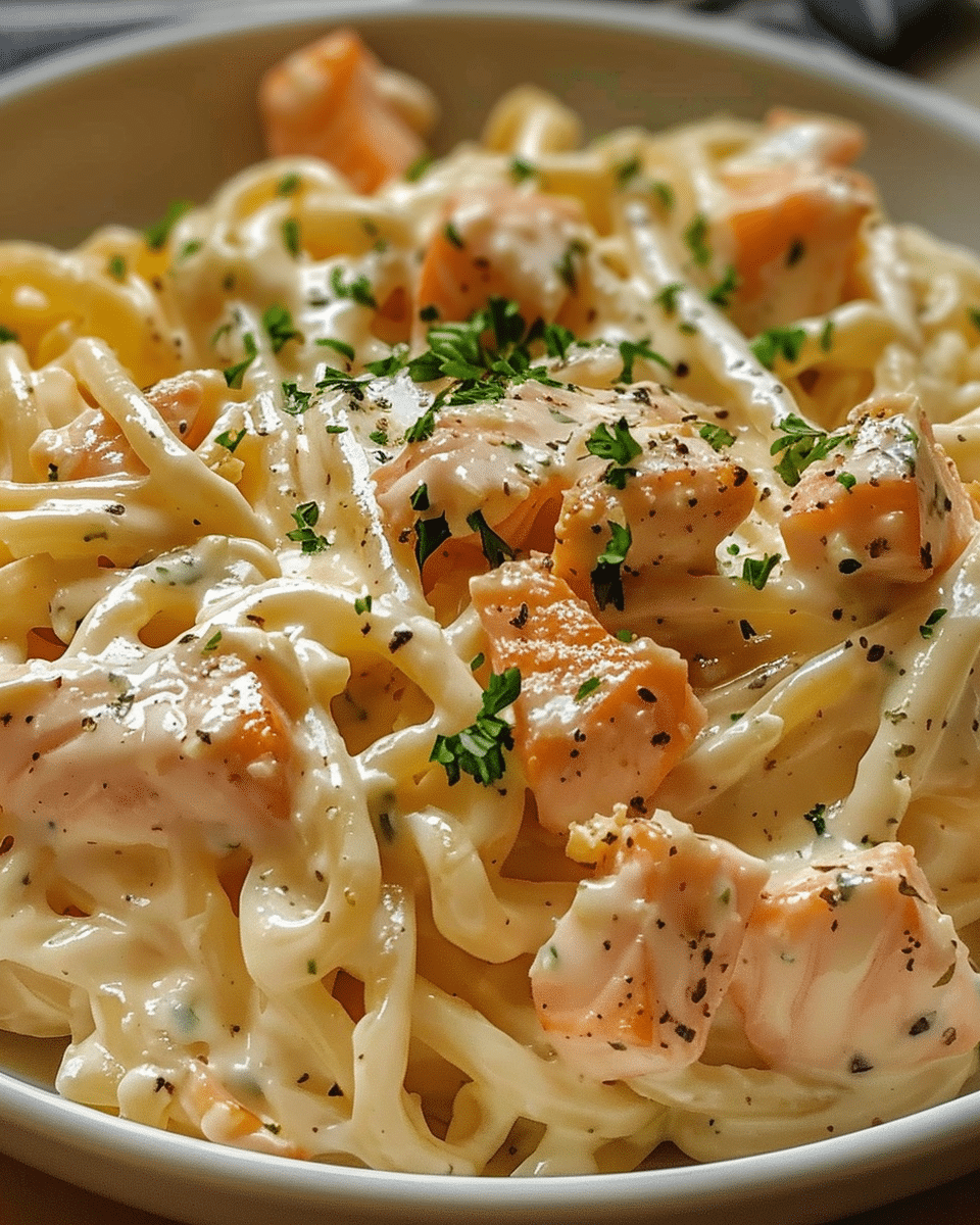 Creamy Garlic Salmon Pasta