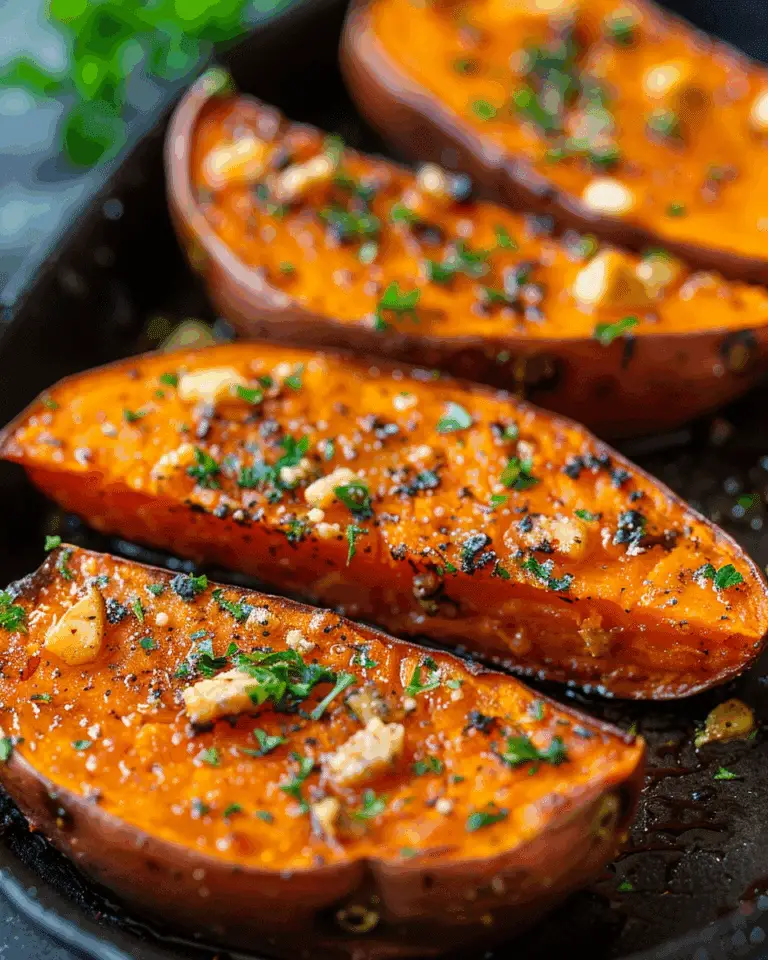 Garlic Butter Roasted Sweet Potatoes