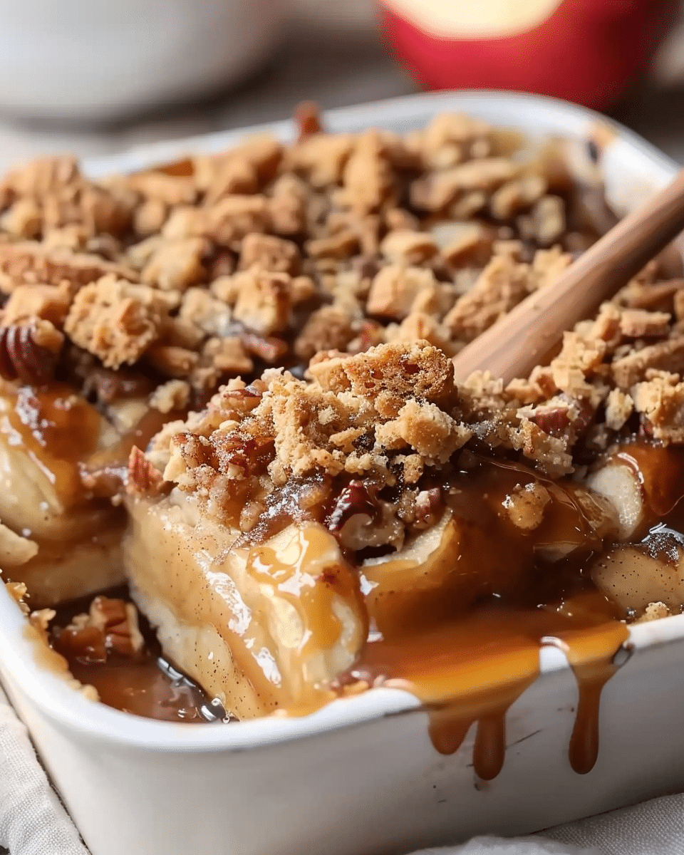 Caramel Apple Cinnamon Roll Dump Cake