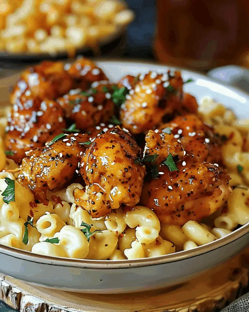 Irresistible Spicy Honey Pepper Chicken with Mac and Cheese