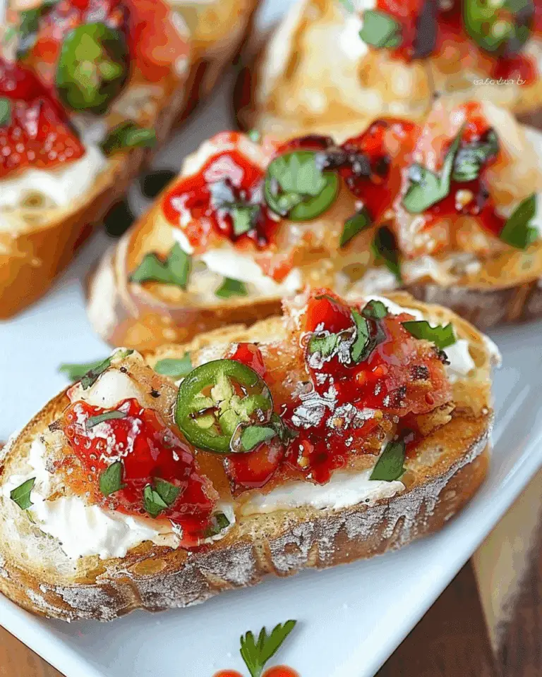 Grilled Strawberry Jalapeño and Cream Cheese Crostini