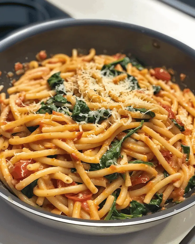 One-Pot Spinach Tomato Pasta