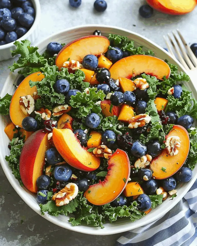Summer Peach and Blueberry Kale Salad