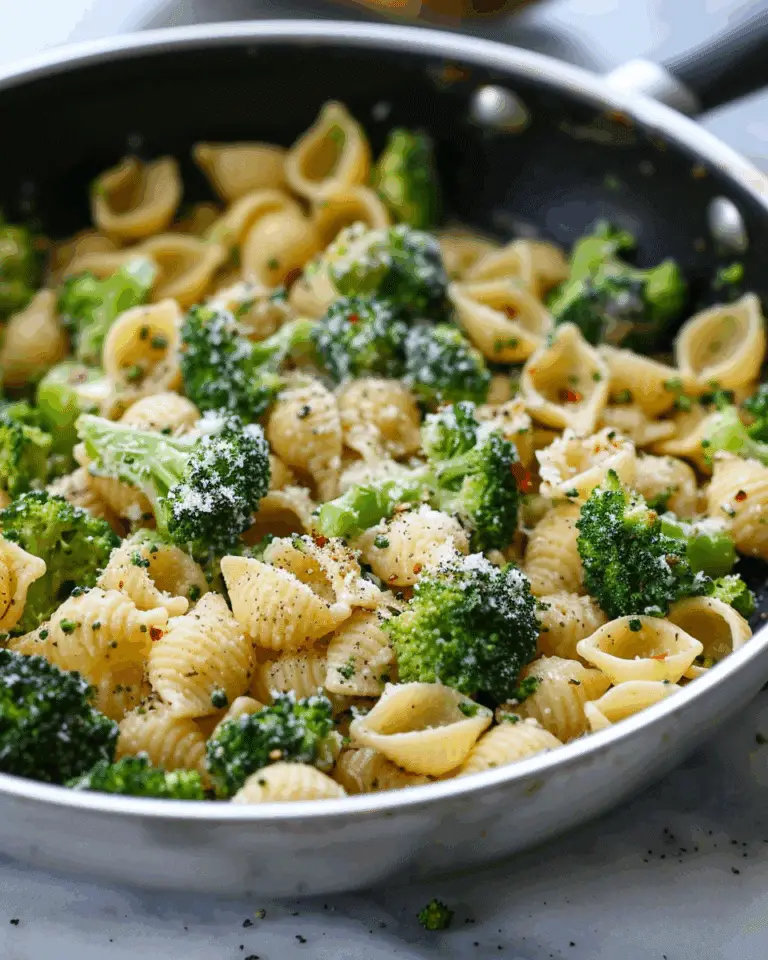 Shell Pasta with Garlic Broccoli Mash and Parmesan