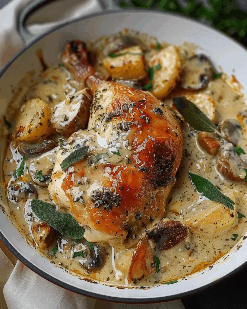 Herb Roasted Chicken in Creamy White Wine Sauce