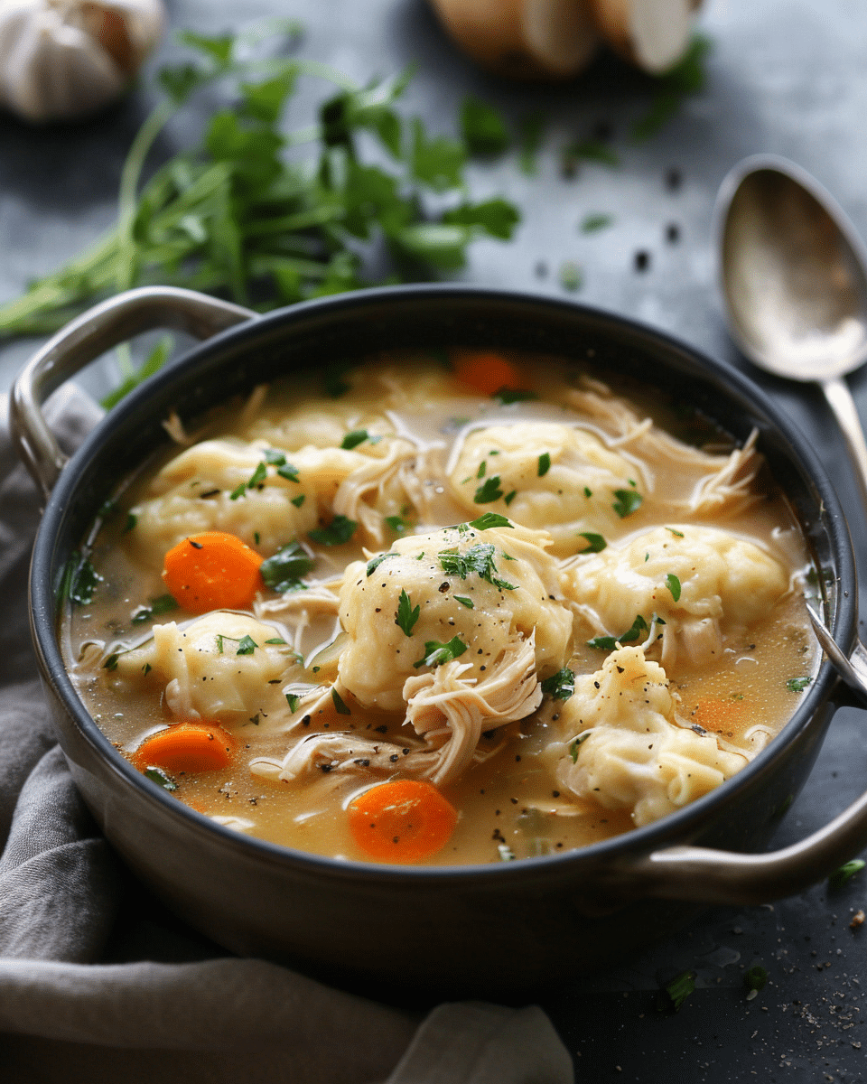 One Pot Chicken Dumpling Soup