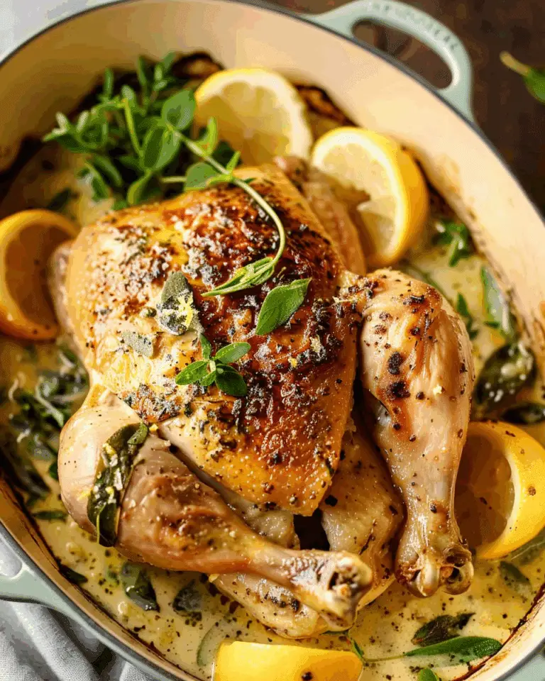 Creamy Lemon and Herb Pot Roasted Chicken