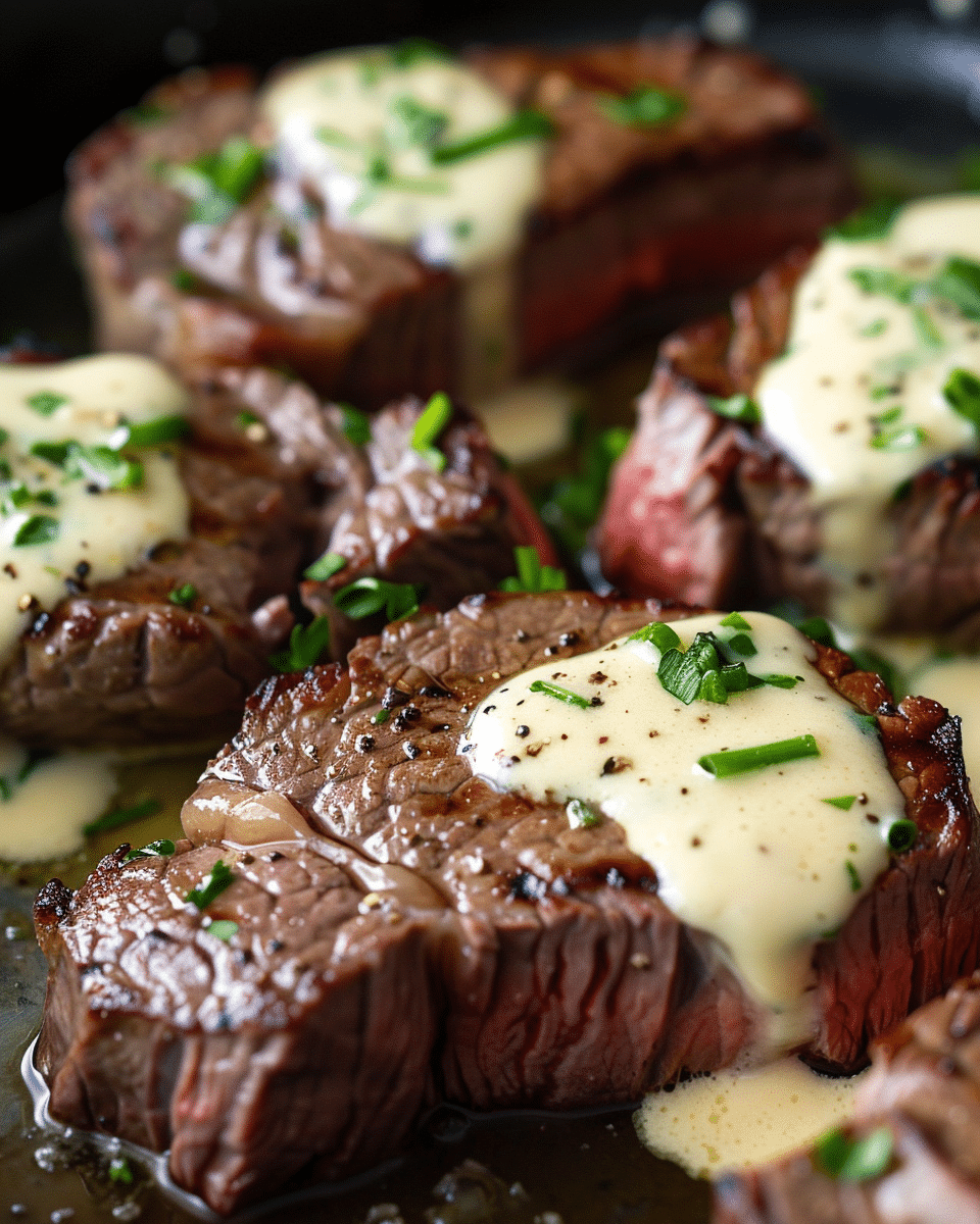 Juicy Steak with Creamy Garlic Sauce