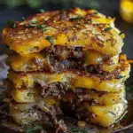 Potato Pancakes with Savory Beef and Cheese