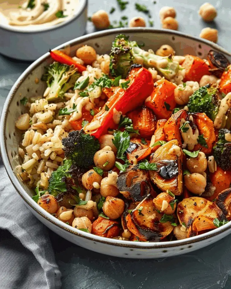 Roasted Veggie & Chickpea Bowls with Maple Dijon Tahini Dressing