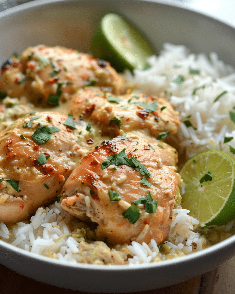 Next-Level Creamy Coconut Lime Chicken with Fluffy Rice