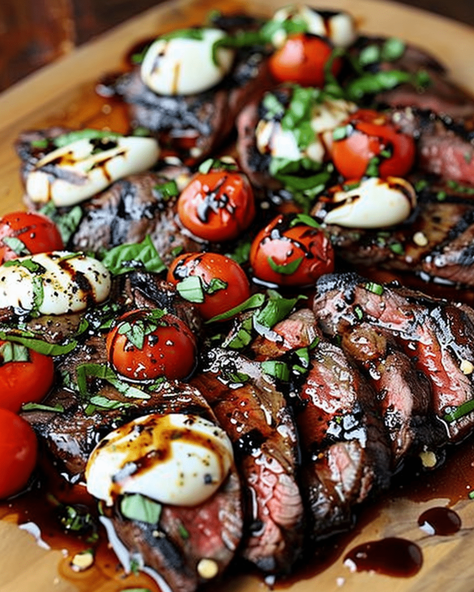 Grilled Flank Steak Caprese with Balsamic Dressing
