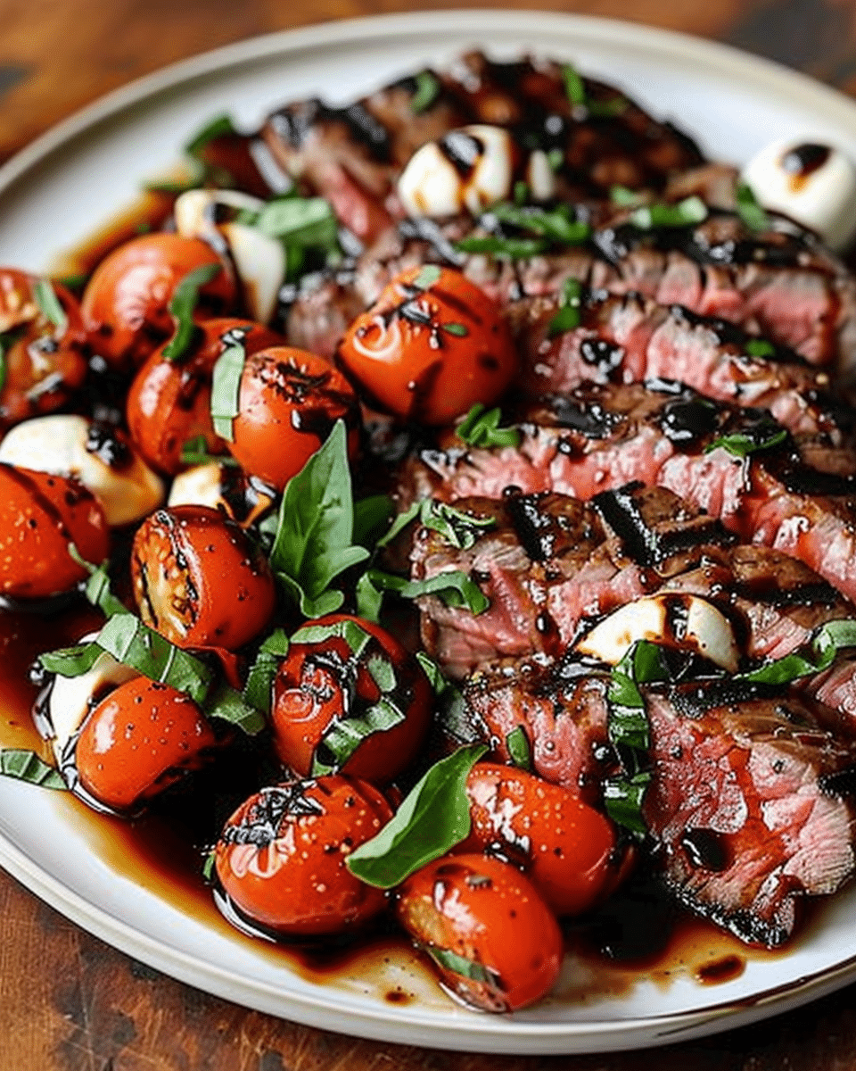 Grilled Flank Steak Caprese with Balsamic Dressing