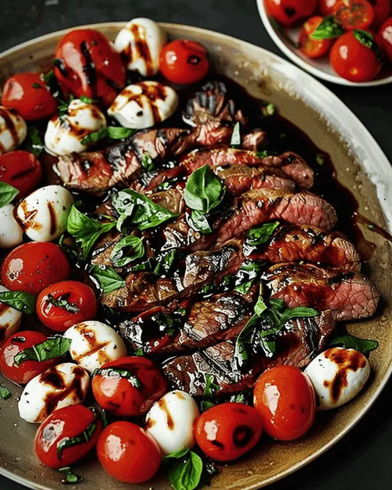 Grilled Flank Steak Caprese with Balsamic Dressing