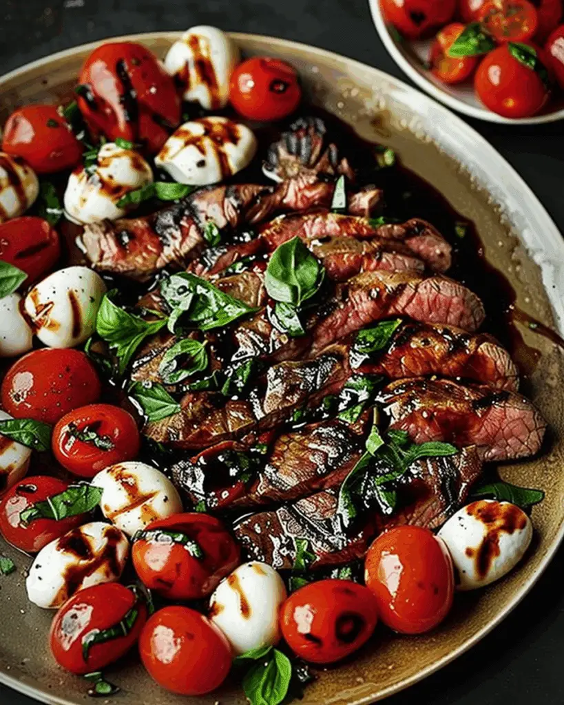 Grilled Flank Steak Caprese with Balsamic Dressing