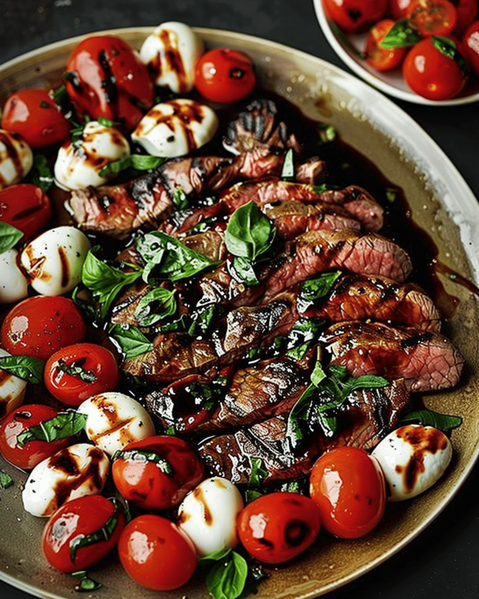 Grilled Flank Steak Caprese with Balsamic Dressing