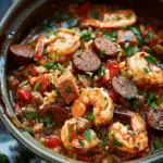 Slow Cooker Cajun Jambalaya with Chicken, Sausage & Shrimp