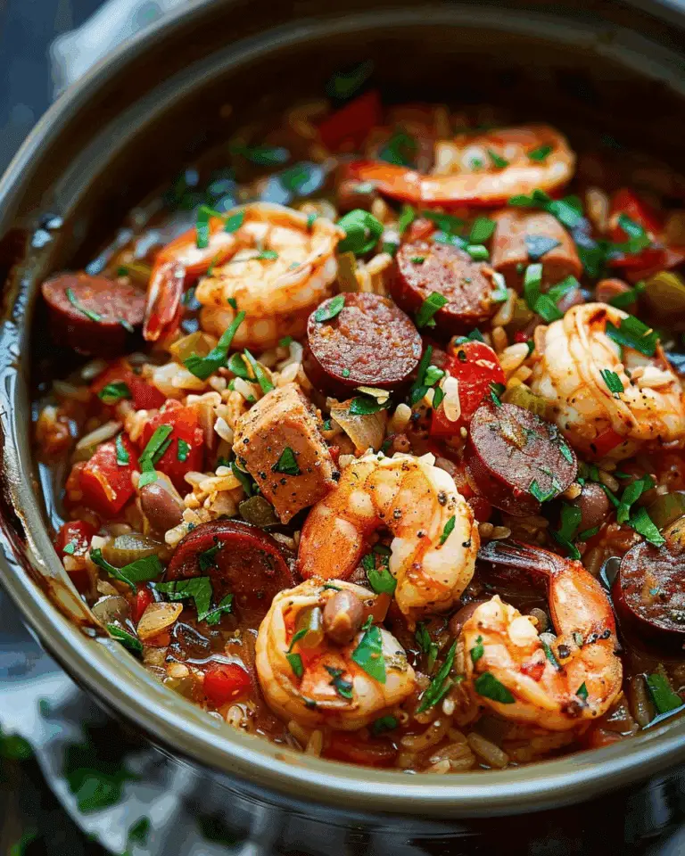 Slow Cooker Cajun Jambalaya with Chicken, Sausage & Shrimp