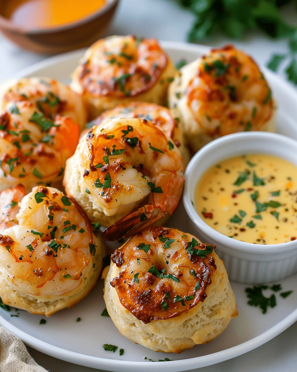Cowboy Butter Cajun Shrimp Bombs with Cheesy Dipping Sauce