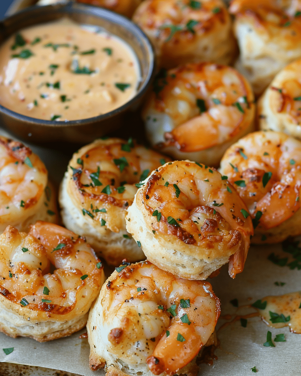 Cowboy Butter Cajun Shrimp Bombs with Cheesy Dipping Sauce