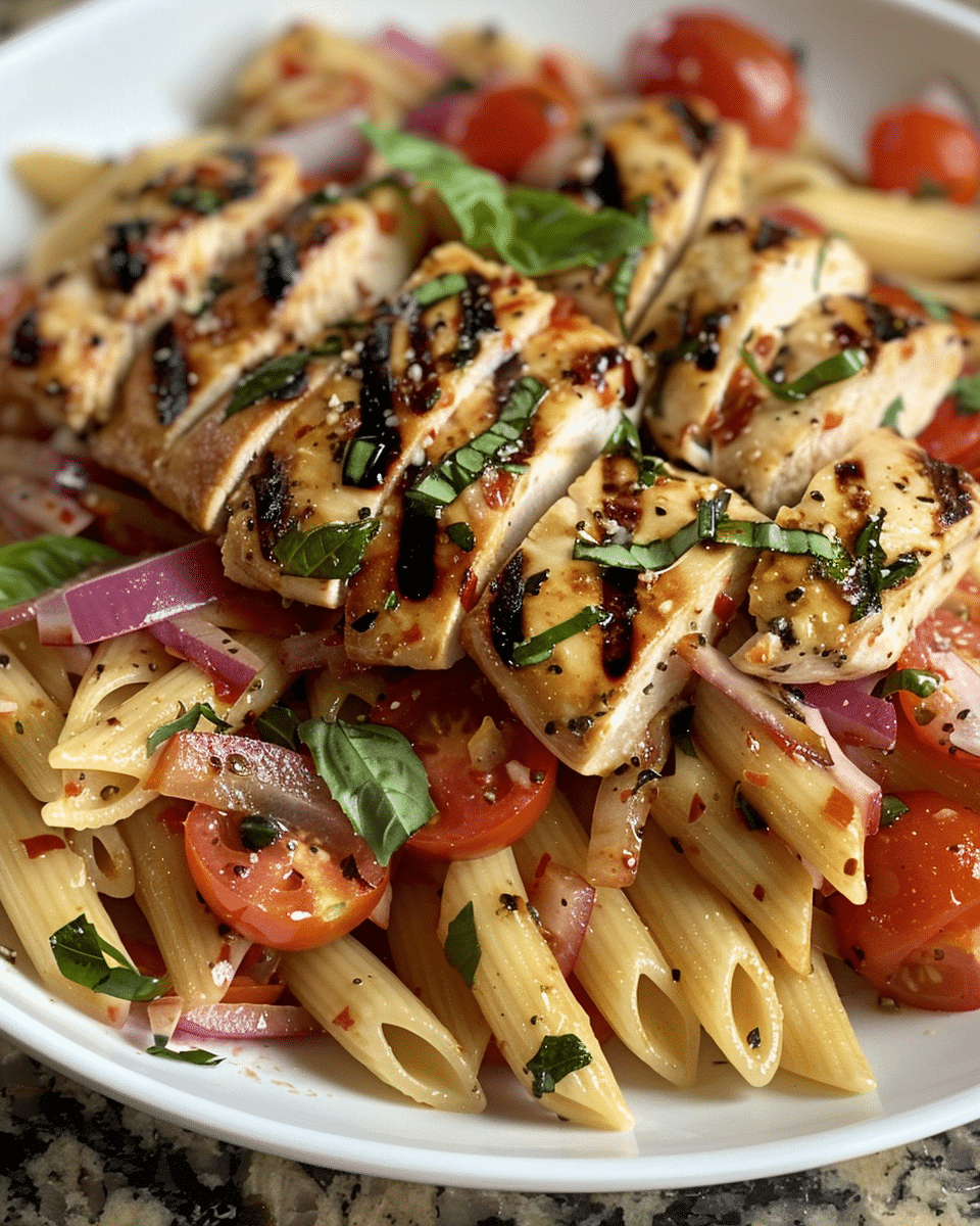 Bruschetta Chicken Pasta Stack