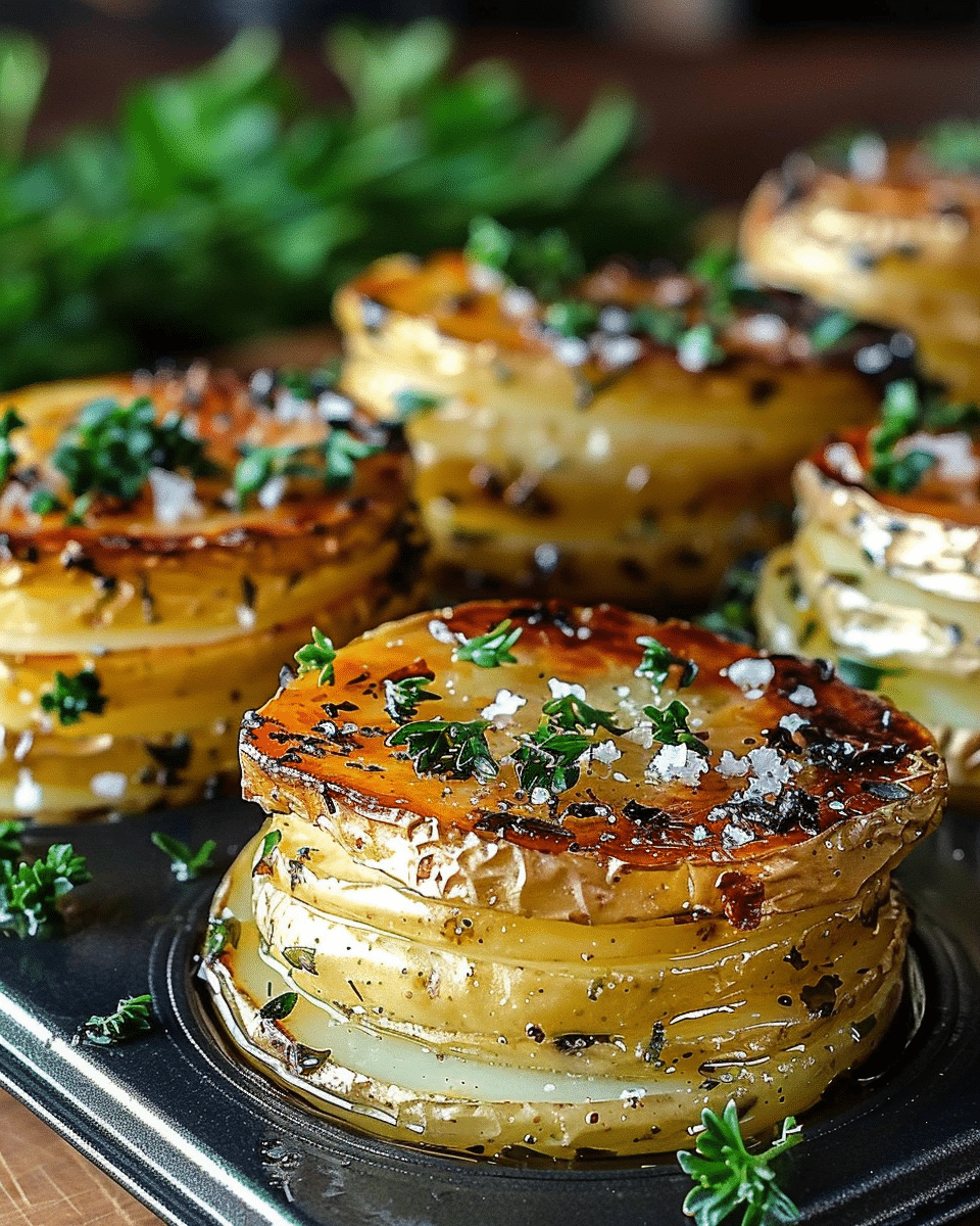 Elegant Roasted Garlic Parmesan Potato Stacks