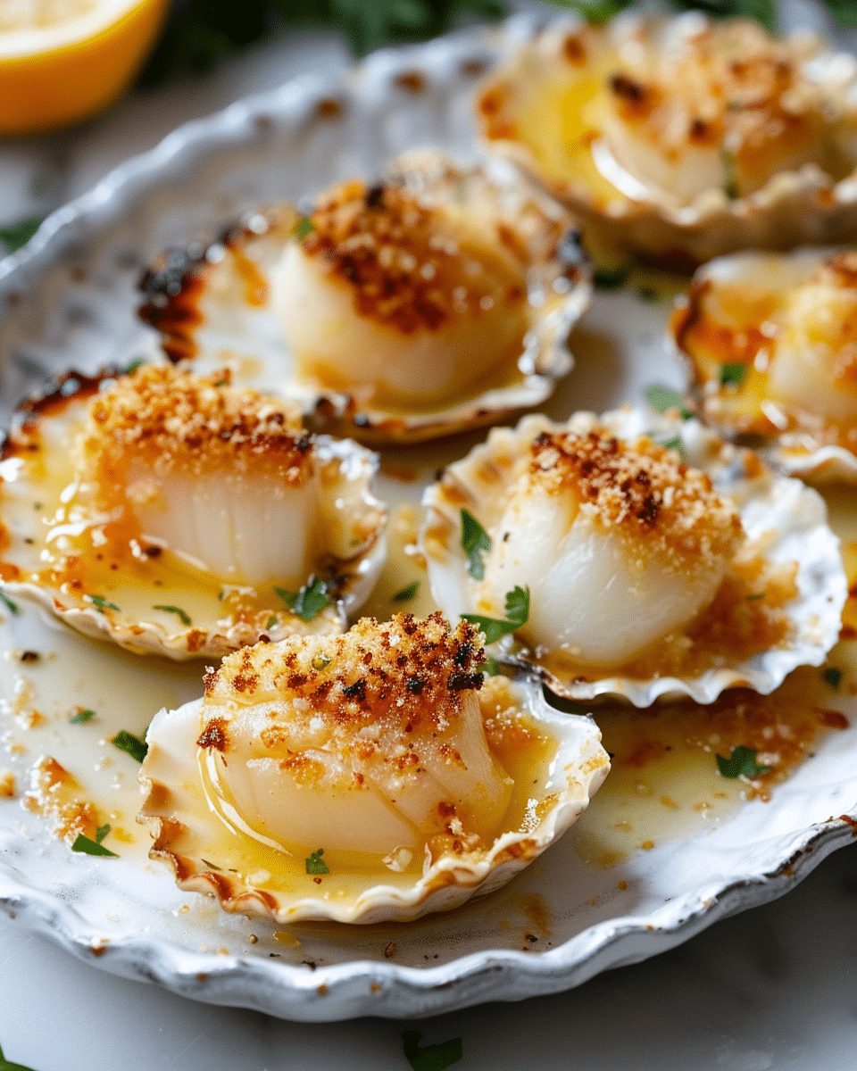 Garlic Butter Baked Scallops