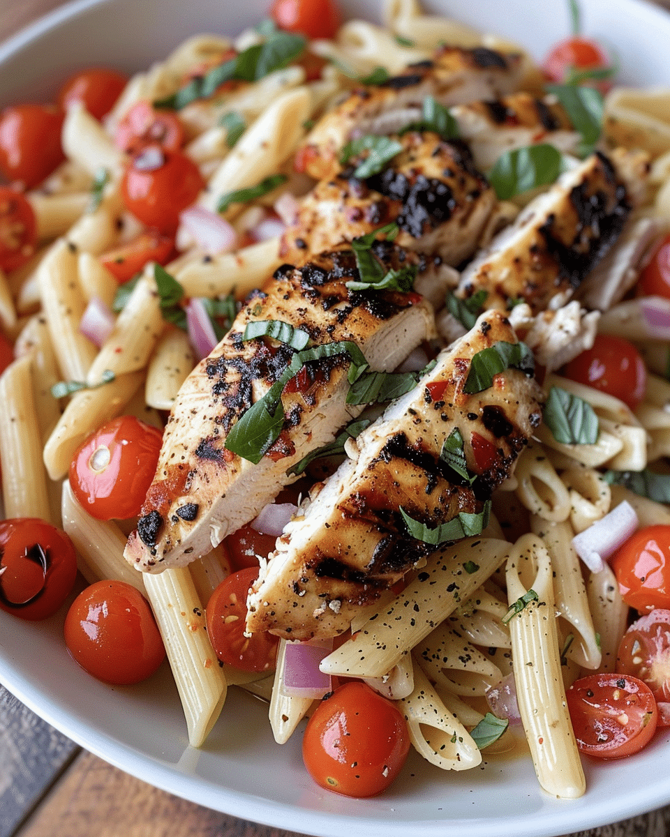 Bruschetta Chicken Pasta Stack