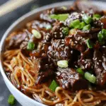 Sweet & Savory Sticky Beef Noodles with Garlic Soy Glaze
