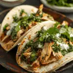 Shredded Chicken Tacos with Creamy Chimichurri Sauce