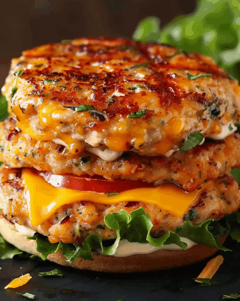 Ranch Cheddar Chicken Burgers
