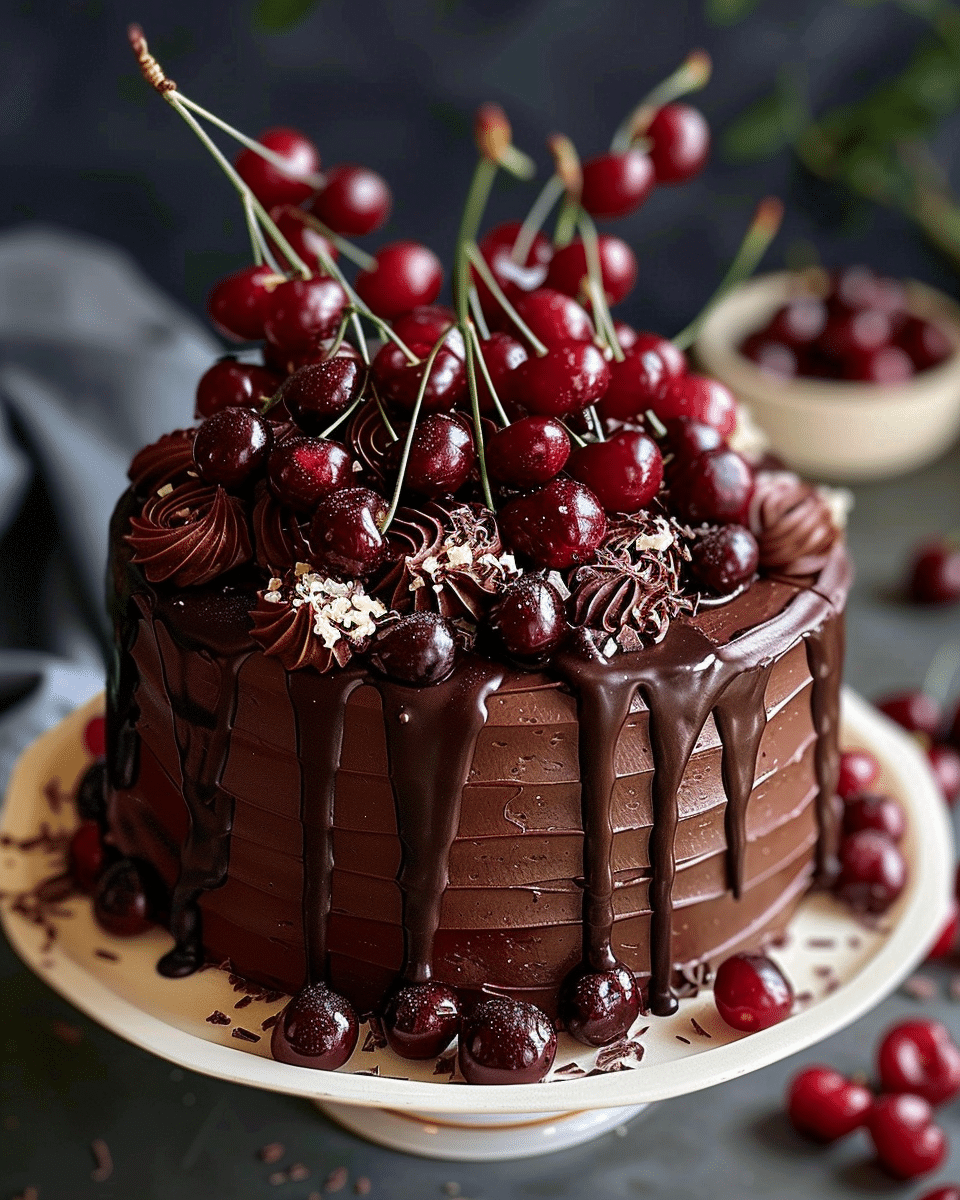 Swiss Chocolate Cherry Roll Cake