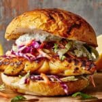 Grilled Fish Sandwich With Slaw & Tzatziki
